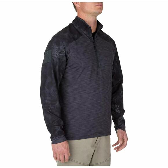 5.11 Tactical Rapid Half Zip Pullover Mens XL Black Camo Kryptek Layer - Picture 1 of 11